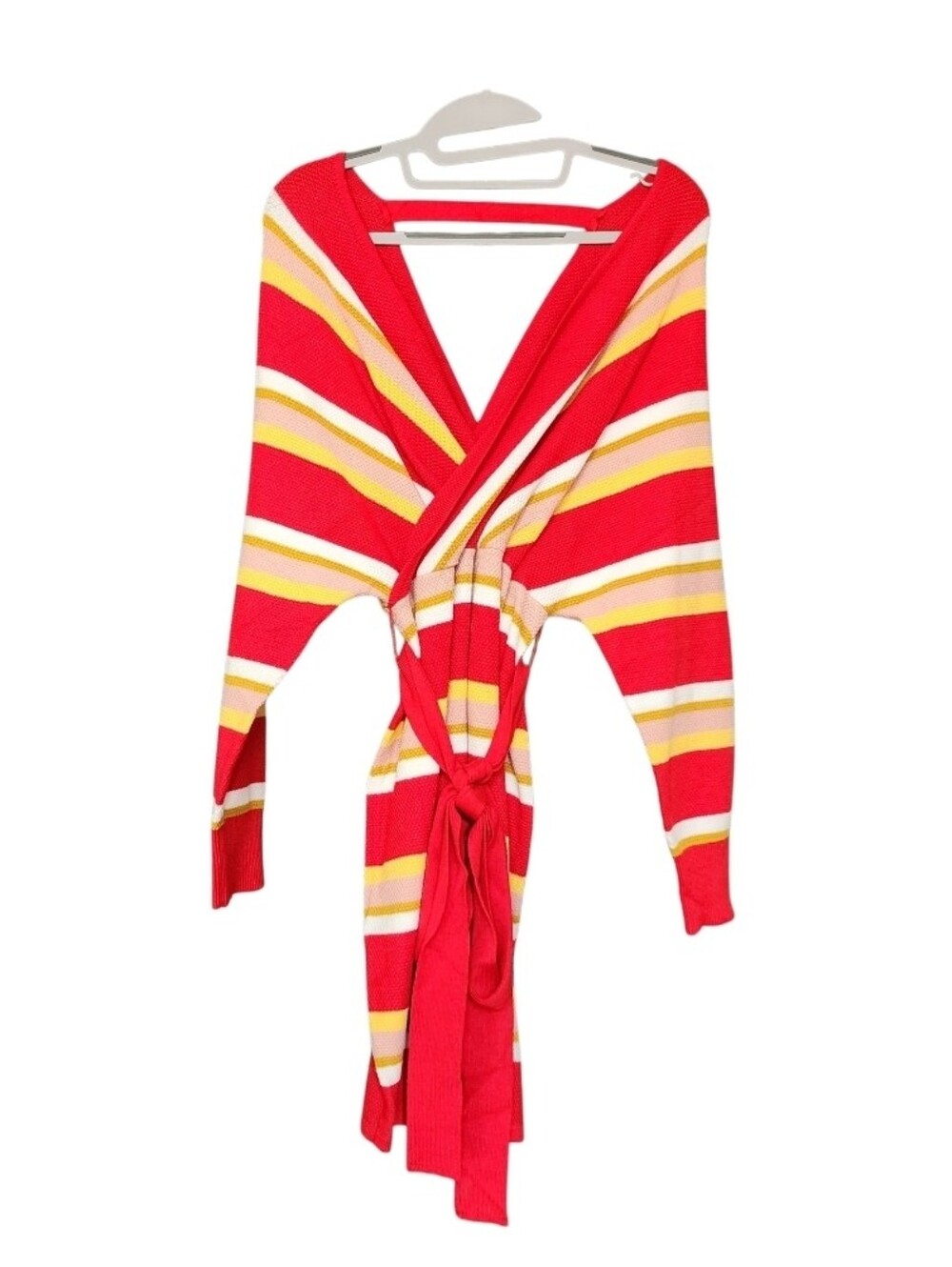 Women’s Red Striped Wrap Sweater Tunic/Dress